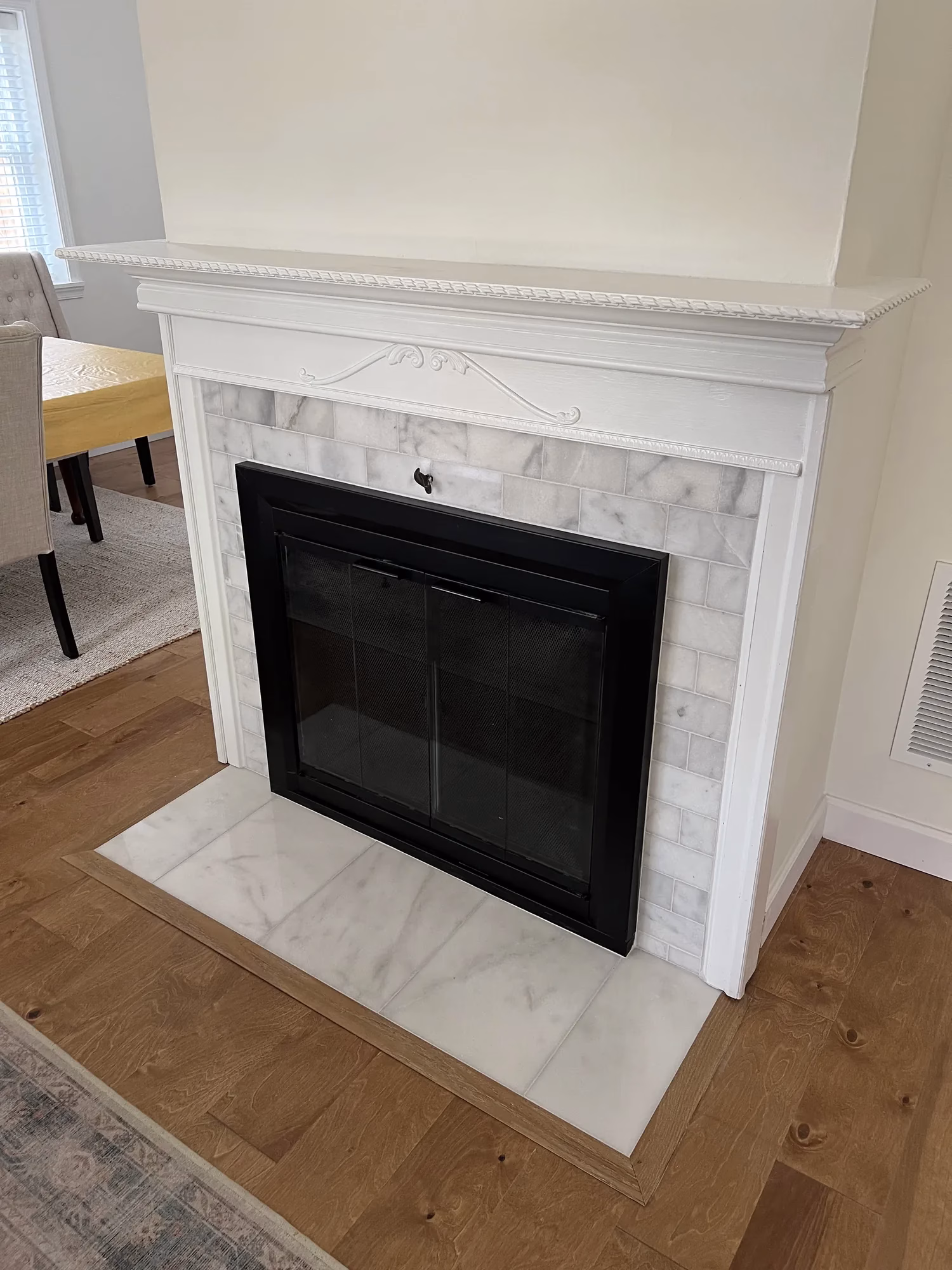 Modern White Tile Fireplace Remodeling in Alexandria, VA | Sydney H. Project — after