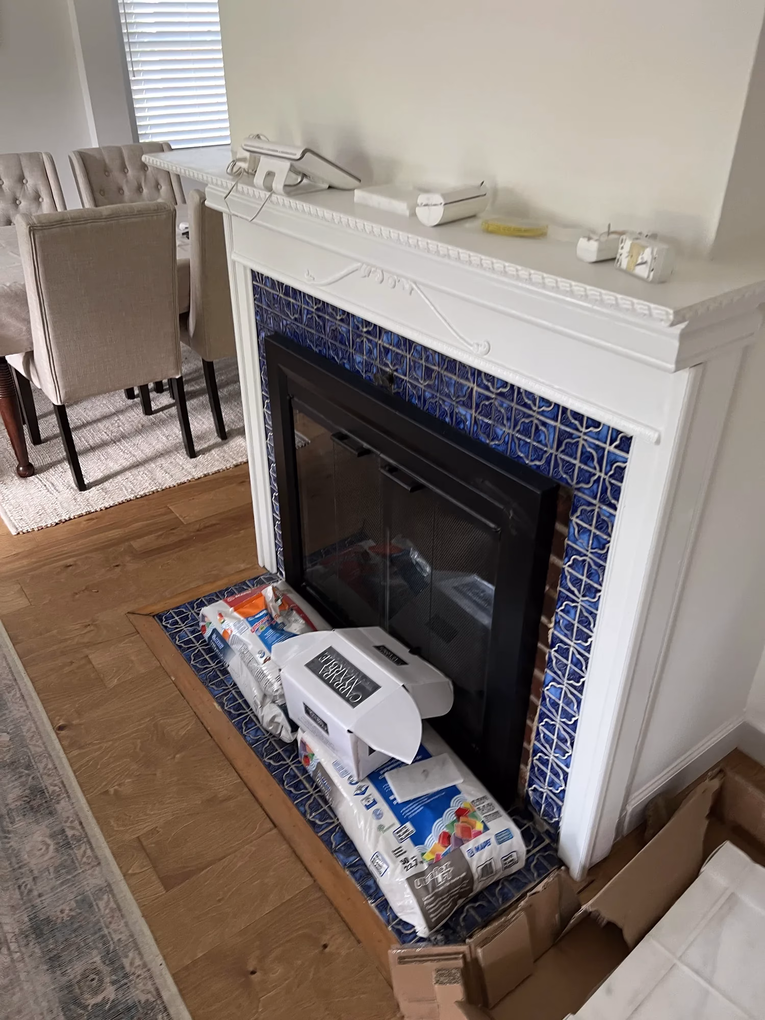 Modern White Tile Fireplace Remodeling in Alexandria, VA | Sydney H. Project 1 Modern White Tile Fireplace Remodeling in Alexandria, VA | Sydney H. Project — before